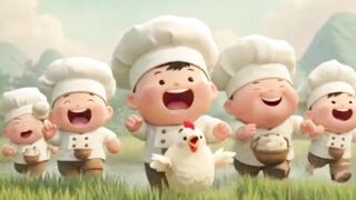 Tiny Baby Chefs Chase Chicken & Cook Feast 🐔 Cute Story