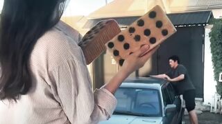 Hilarious Prank Goes Wrong 🧱😱 Sister Scares Brother with a Fake Brick #bmw #brother #sister #car (1440p).mp4