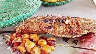 Grilled fish and grilled squid