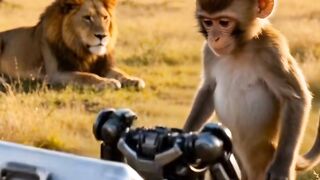 Monkey Turns Into a Robot and Lifts a Lion! 🐒🤖🦁