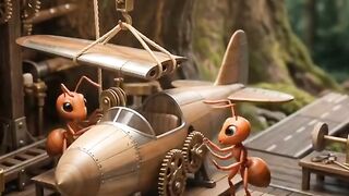 🐜✈️ Red Ants Build a Mini Plane — Tiny Engineers! ✨