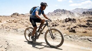 riding a bike on a steep path