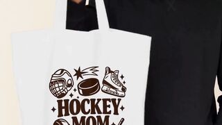 hockey mom Cotton Tote Bag with Long Handles