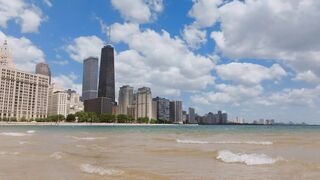 Lake Michigan beach on a sunny day