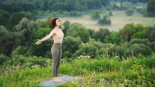 Zen Yoga Practice on a Cliff with Stunning Sunrise Views