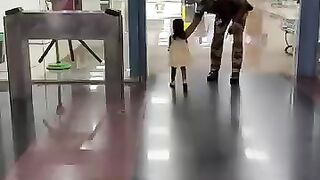 Cute daughter 🥰 stop by security