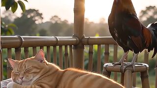 Sleeping cat talking and