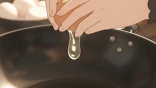 Wanita memasak nasi goreng