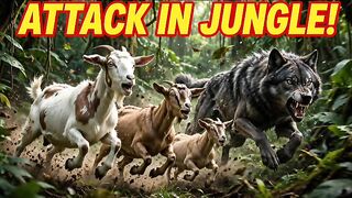 Wolf attack on goat in jungle