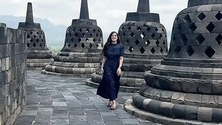 Sharon from Dutch is so happy to be at Borobudur Temple in Indonesia❤️❤️❤️