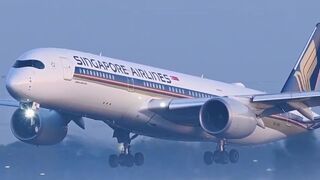 Singapore Airlines Airbus A350 FOGGY Landing at Schiphol Airport
