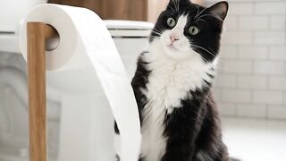 This Cat Unrolled the Entire Toilet Paper Roll… Then Blamed Nobody! 😂