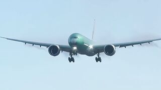Lufthansa 777X Smooth Landing! ✈️ Head-On Approach at Paine Field | N20080