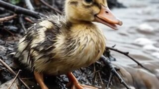 El pato bebé atrapado junto a un arroyo desbordado y el refugio seco que recibió