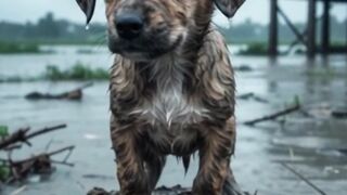 El cachorro atrapado en una inundación y la casa elevada construida a tiempo