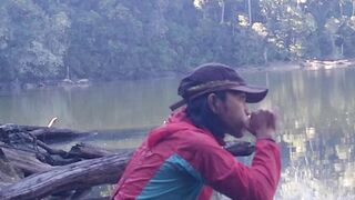 Morning in Front of The Tent at Lake Tumutan