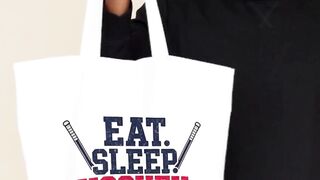 Eat Sleep Hockey Repeat Large Tote Bag