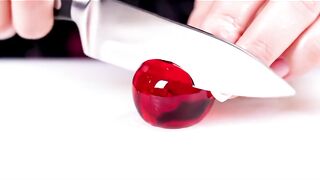 Satisfying ASMR: Slicing a Clear Glass Tomato 🍅✨