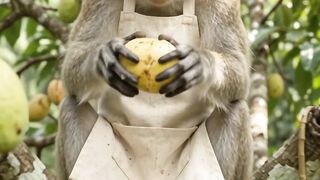 ASMR Monkey Eating Juicy Wild Mango 🥭💦 | Satisfying Slurping Sounds
