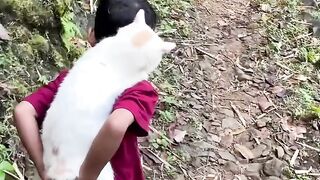 A good lovely boy with his cat