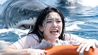 Woman trapped in the middle of the sea