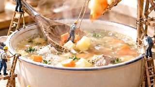 Tiny workers cooking a Giant pot of soup!