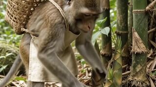 Smart Monkey Harvesting Bamboo Shoots 😲 ASMR Satisfying Nature