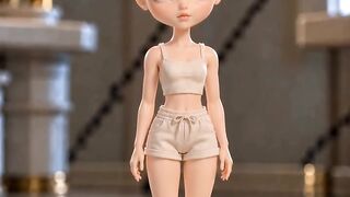 Transforming a Cute Doll into a Royal Princess with Luxury Blue Ballgown and Pearls