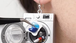 "Can you actually wash clothes inside a 1-inch earring?! 🫧 Let’s test it!"