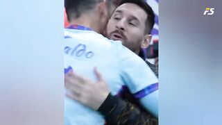 Cristiano Ronaldo meets Messi, Neymar and Mbappe inside the tunnel
