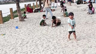 The children are crying and playing