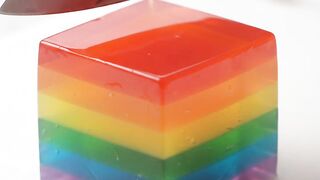Satisfying Rainbow Jelly Cutting ASMR 🌈
