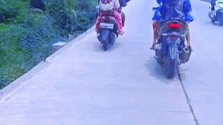 Riding motorcycle