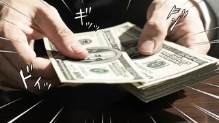 Hands Counting Dollar Bills in Manga Style