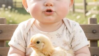 Baby vs Chicken 😂🐔 | Funniest Baby Reaction!