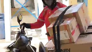 crazy and great package delivery person