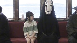 Spirited Away in Real Life - A Little Girl Rides The Sea Train With No-Face