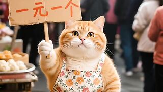 “The Adorable Orange Cat Chef: Making and Selling Delicious Dumplings!” 🐱🥟
