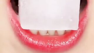 ASMR Eating Frozen Drink Ice Cubes