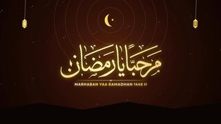 Marhaban Ya Ramadhan 1448 H Arabian Twilight Sunburst - Welcoming the Blessed Holy Month