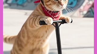 VEJÁ GATO ANDANO DE PATINETE