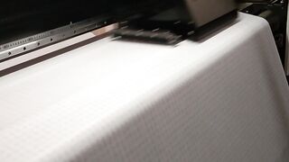 Large format digital textile printer printing on white fabric roll