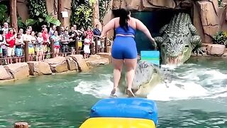 Can She Finish!🧨🐊  #funny #funnychallenge