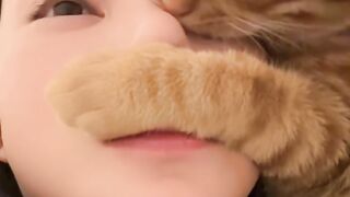 Cat Bringing a Toy to Bed! 7