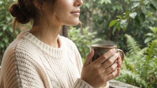 Cozy Rainy Coffee Moment | Peaceful Balcony Ambience