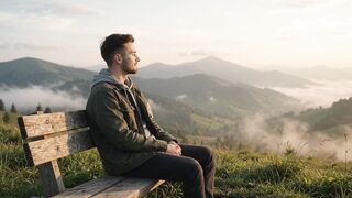 Misty Mountain Sunrise | Peaceful Hill Bench Ambience