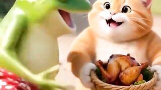 Orange Cat Funny Cartoon Animated