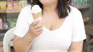Asian sexy girl lick ice milk🙏
