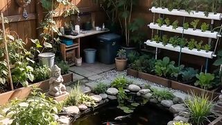 My Dream Backyard Garden in a Small Space! Koi Pond + Veggie Garden + Hydroponics in ONE! 🤩🌿