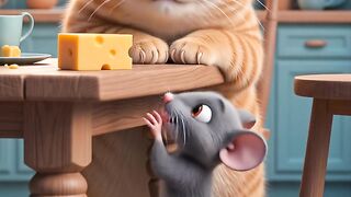 Funny Orange Cat and Clever Little Mouse 🐱🐭🧀 | Cute AI Animation